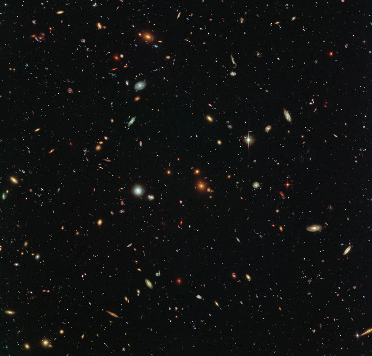 Thousands of galaxies in the Hubble Frontier Fields parallel observation near Abell 2744, showing the deep universe in the constellation Sculptor
