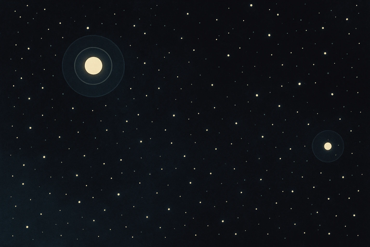 AI-generated illustration — a star field with translucent rings around several stars representing exoplanet transit signals