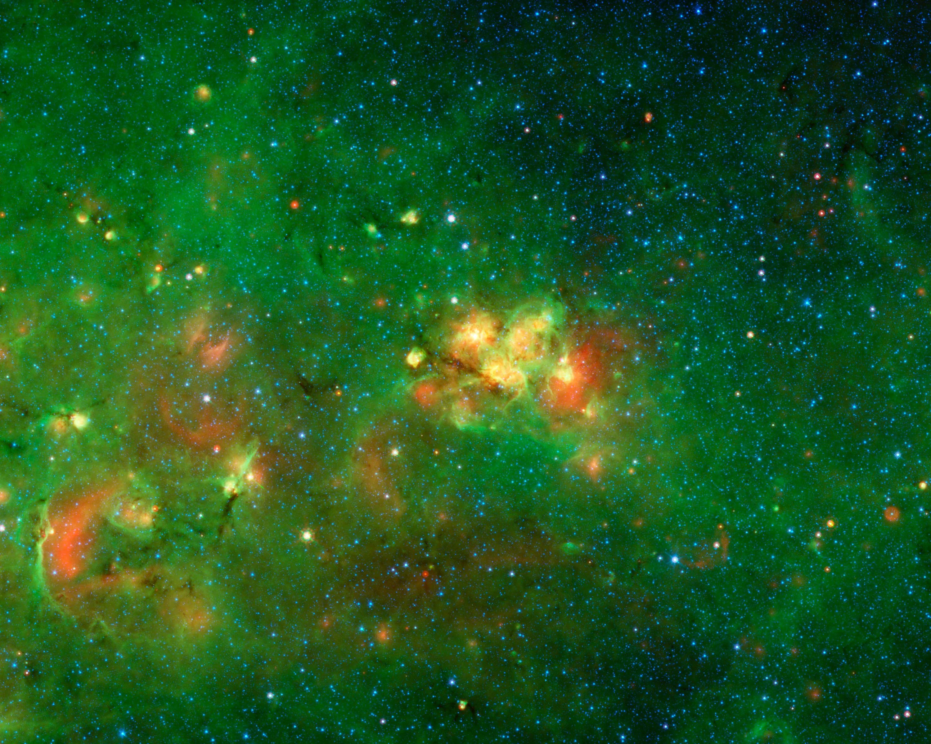 Infrared image of a nebula in the constellation Scutum captured by NASA Spitzer Space Telescope